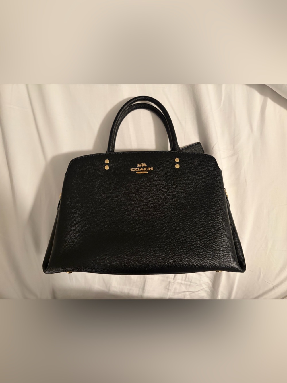 Structured Coach Black Pebbled Leather Handbag Shoulder Bag Purse
